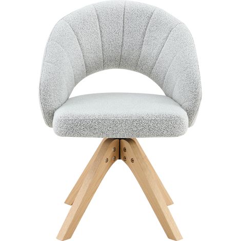 Set da 2 sedie girevoli da pranzo in velluto grigio chiaro, gambe in legno, 360° (1/5)