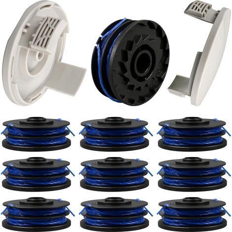 10 Bobine de rechange, Nylon 1,5 mm, Couvercle RAC122, Compatible Ryobi RLT5027 (1/5)