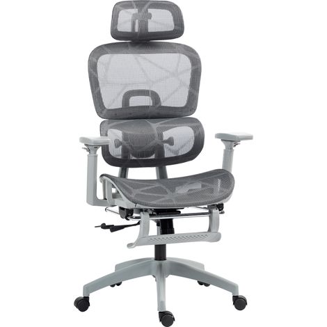 GagaFauteuil de bureau, chaise de bureau ergonomique en maille avec accoudoirs 3D, dossier inclinable, 66x64x122 cm, gris (1/5)
