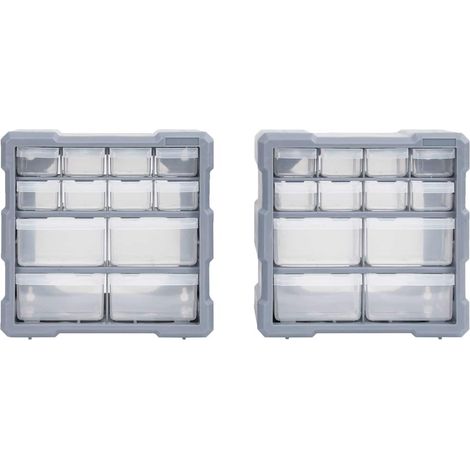 vidaXL Organizadores multicajones con 12 cajones 2 uds 26,5x16x26 cm (1/2)