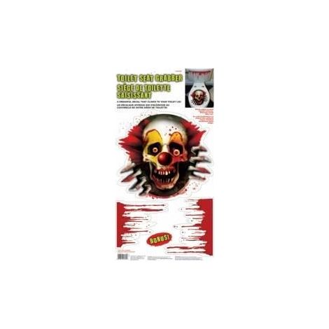 Décoration pour toilette - Halloween - Clown maléfique - Autocollant - Rouge - Intérieur
