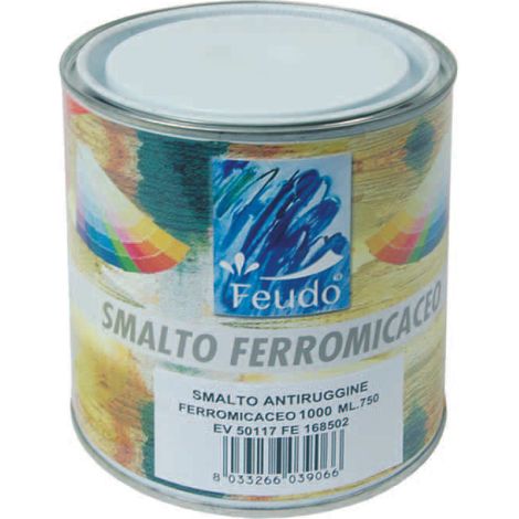 SMALTO SINTETICO FERROMICACEO (ANTI LACK)- - ml.750 grafite RAL 1000 - 6 pezzi FEUDO