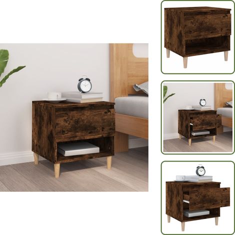 Table de chevet Chêne fumé 50x46x50 cm Bois d'ingénierie - Table De Chevet - Meuble De Chambre - Table Nuit - Commode - Étagère (1/5)