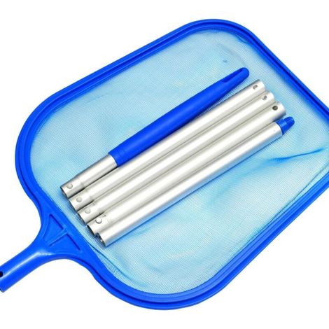 Épuisette pour Piscine à Eau Peu Profonde – avec Manche Aluminium 5 Sections Démontable – Filet Standard (1/4)