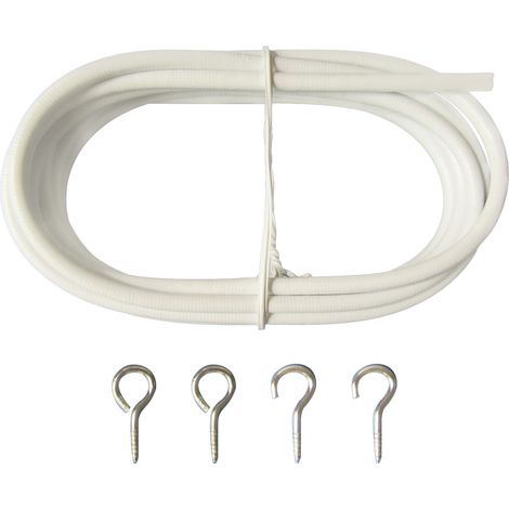 Fil de rideau DIY 10FT (300cm) PVC et acier avec 4 crochets - Pour rideaux, décorations et cadres (1/5)