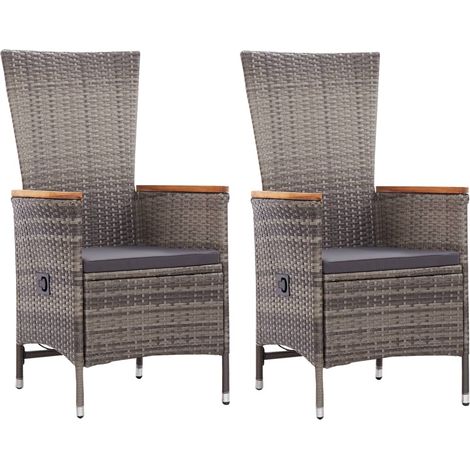 vidaXL Sedie da Esterno 2 pz con Cuscini in Polyrattan Grigio