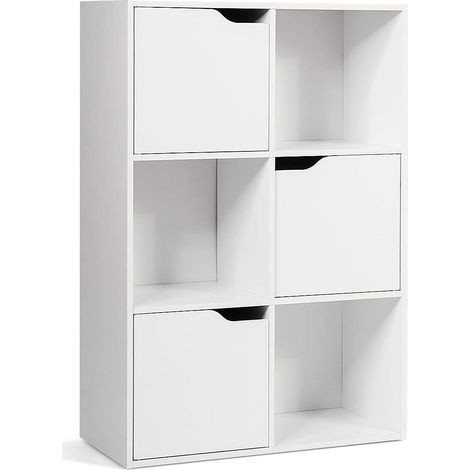 COSTWAY Estantería con 6 Compartimentos Armario Estante para Oficina Librería de Blanco para Almacenamiento (1/5)