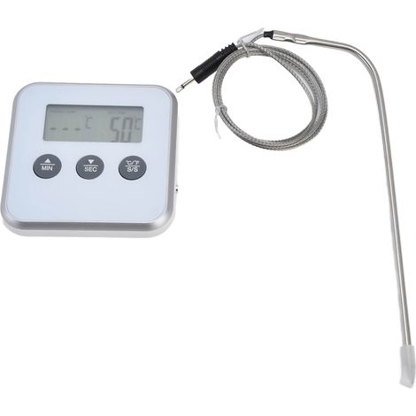 Intelligentes Fleischthermometer mit 3 Tasten, digitalem LED-Display und Sonde zum Kochen, Backen und Grillen (Weiß) (1/5)