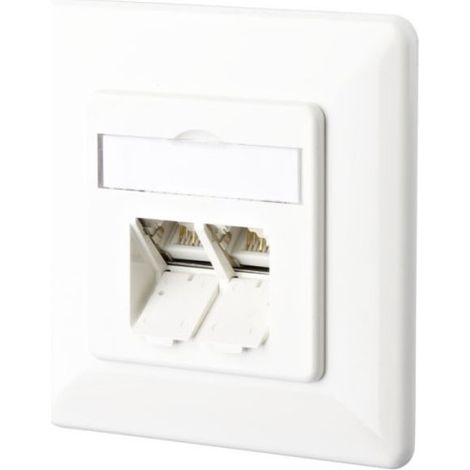 enchufe metz c6a up doble puerto rj45 blanco