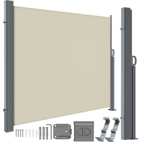 TolleTour Tenda laterale retrattile 160 x 300 cm, frangivista da esterno per balcone, schermo protettivo, terrazza e giardino, beige (1/5)