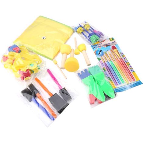Lot de 28 éponges à peindre et rouleaux pour enfants, kit de bricolage éducatif DIY (1/5)