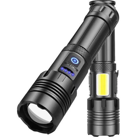 Linterna ultra potente: 500.000 lúmenes, recargable, IPX7, 7 modos, COB. (1/5)