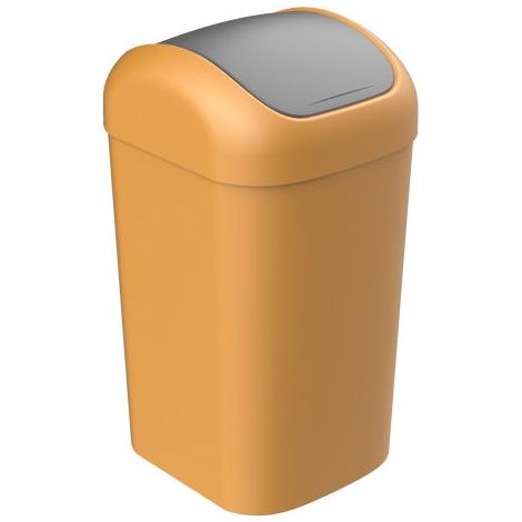 Poubelle fourre tout 25L couvercle 360° - Origine France - Jaune et gris anthracite - Livraison gratuite (1/5)