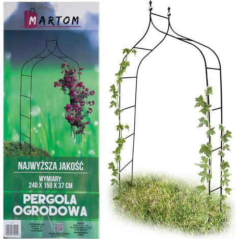 PERG-N6078 PERGOLA DA GIARDINO AD ARCO IN METALLO PER ROSE, FIORI E PIANTE RAMPICANTI 240 cm