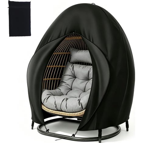 Housse Fauteuil Suspendu 210D Oxford Imperméable, Housse Fauteuil Oeuf Extérieur 200 x 230 cm, Housses Chaise Suspendue avec Fermeture Éclair et Cordon, Housses Protection Fauteuil Jardin Anti-Pluie (1/5)