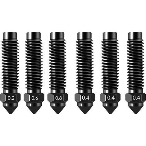 Nozzles for Elegoo Centauri Carbon (Set of 6) – Hardened Steel Nozzles (0.2/0.4/0.6/0.8 mm), Wear and High Temperature Resistant, Hotend Accessories for 3D Printer Extruder (1/5)