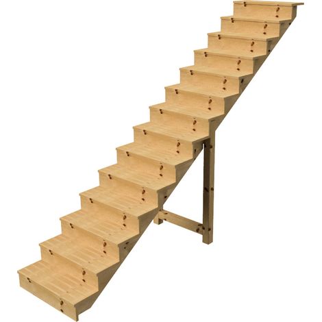 Außentreppe Holz Höhe 241cm 14 Stufen, Breite 80cm, MIT Setzstufen