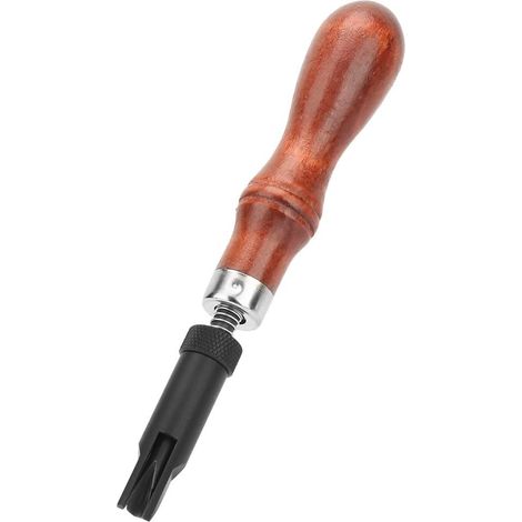 Outil de rainurage en Cuir, poignée en Bois réglable de Type V, Outils de Gouge en Cuir biseauté de 15,7 cm adaptés pour la Coupe de Portefeuille de Ceinture de Bricolage (1/5)