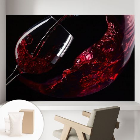 Papier peint intissé avec motifs pour salon et chambre accessoire stylé pour votre intérieur - Colle incluse gratuite Vin rouge 104x70 cm (1/5)