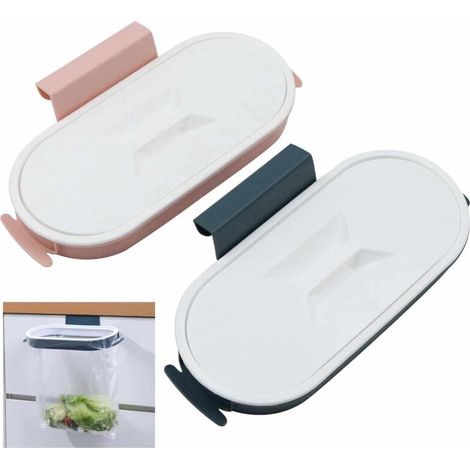 Lot de 2 porte-sacs poubelle suspendus pour sacs poubelle - Au-dessus de l'armoire, porte-sacs en plastique pour collecter les déchets de cuisine et garder la cuisine propre (2 pièces) (1/4)