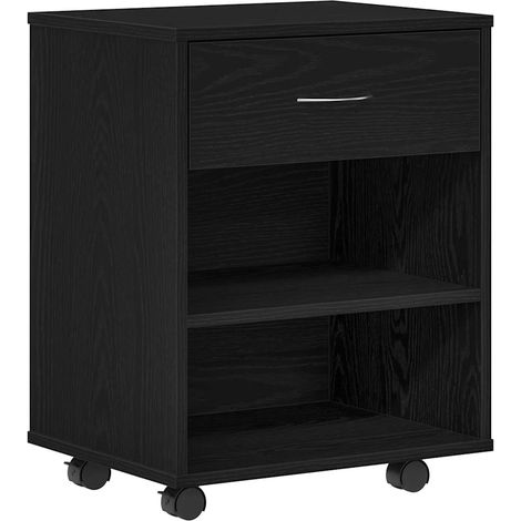 Mobile contenitore moderno con ruote 46 x 36 x 59 cm ampio spazio contenitivo stile contemporaneo legno composito nero 020051910