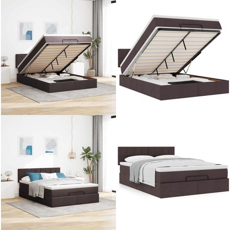 vidaXL Ottoman-Bett mit Matratze Dunkelbraun 140x200 cm Stoff (1/5)