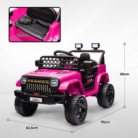 Voiture électrique enfant 12V, télécommande 2,4GHz, double moteur, avertisseur, phares LED, musique, rose, pour 3-8 ans, jouet auto 2 places (1/5)