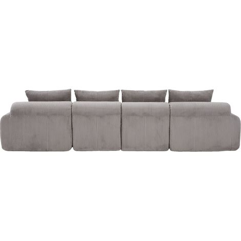 Canapé moderne en Velours, couleur Gris clair, 333 x 174 x 80 cm, pour salon, bureau et petit appartement, de qualité supérieure (1/5)