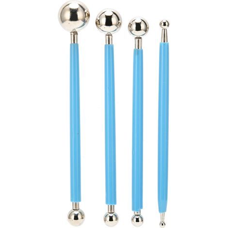 Lot de 4 outils métalliques à boule pour modeler et décorer gâteaux, pâte à sucre, fondant (1/5)