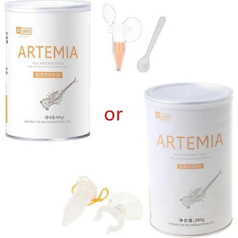 Nourriture pour poissons tropicaux d'aquarium 200 ml/500 ml : œufs d'artémias décortiqués, œufs de crevettes de saumure décortiqués pour nourrir les alevins. (1/5)