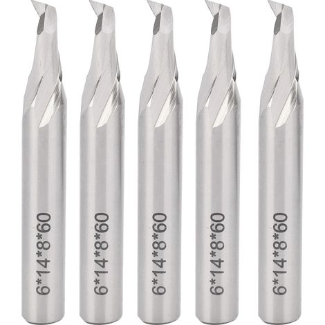 Lot de 5 fraises spirales HSS 8mm queue droite pour gravure bois CNC (1/5)