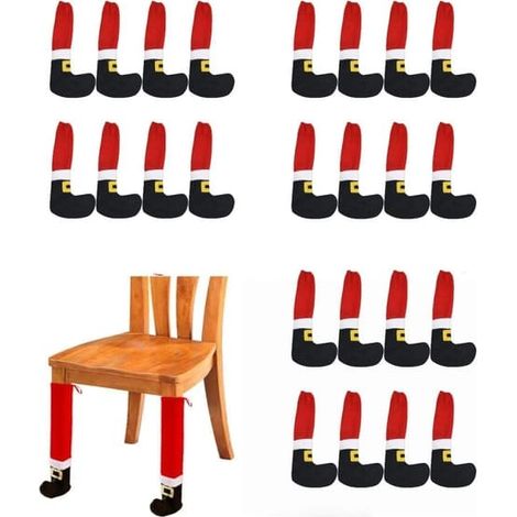 Lot de 24 chaussettes de Noël humoristiques pour meubles, lutins de Noël, chaussettes de table, protège-pieds de chaises, protège-sols (1/5)