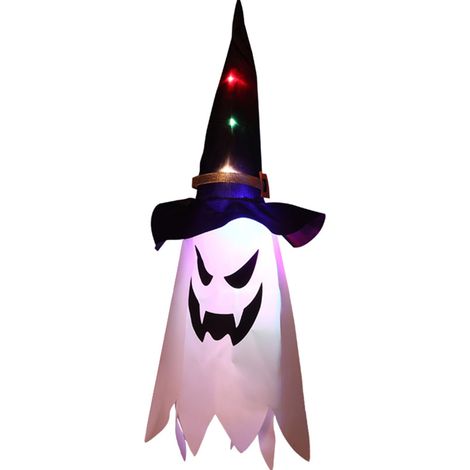 Chapeau de magicien fantôme, lampe LED décorative suspendue, lampe LED pour jardin, accessoires d'Halloween (1/4)