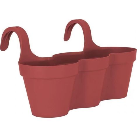 artevasi – Jardinière de balcon CAPRI TRIPLE à suspendre – Rouge foncé, plastique, L 54 x P 30,5 x H 28 cm (1/3)
