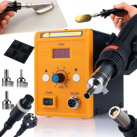 Rosfix 858D Set – Löten Heißluftstation und Eisen zum Glätten von Kunststoff  700W mit 3 Düsen  Elektonikreparatur und Kunststoffbearbeitung  Löttechnik
