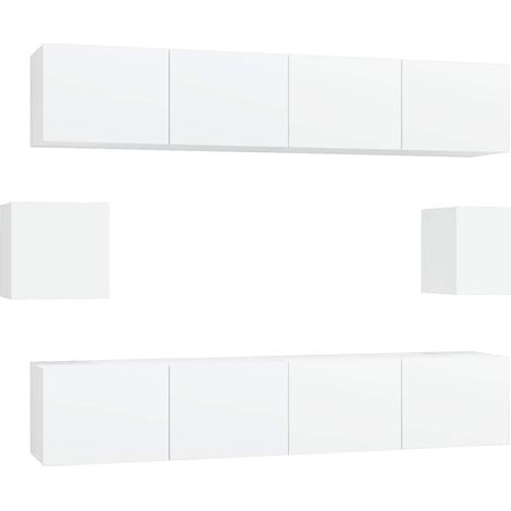 Set de muebles para TV 6 piezas madera contrachapada blanco vidaXL