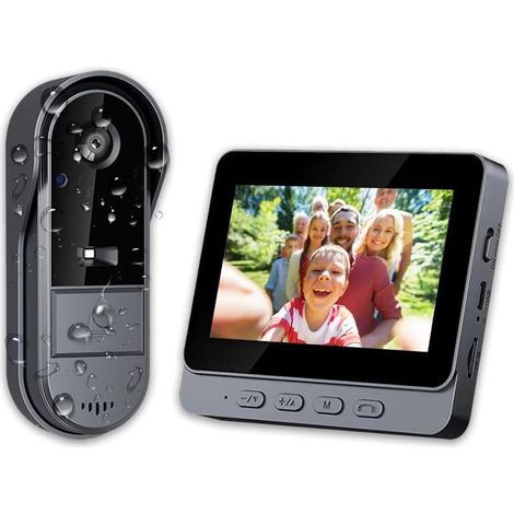 Sonnette sans Fil avec Caméra 1080P Étanche IP65, Visiophone Vidéo Extérieur avec Écran 4.3", Angle de Vision 170°, Vision Nocturne, Interphone Vidéo pour Maison, sans WiFi et APP (1/5)