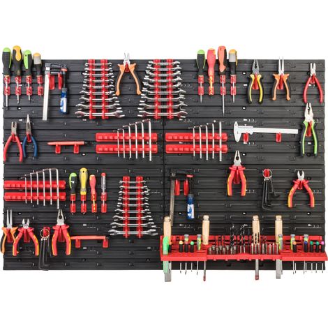 Étagère Murale 115x78 Cm Avec 56 Boîtes Rouges – Rangement Atelier, Plastique, Marque Botle