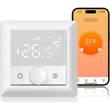 Thermostat Connecté, Programmable Thermostat Chauffage électrique 16A, Thermostats d'ambiance WiFi Compatible avec Commande Vocale et App Télécommande (1/5)