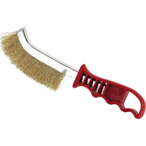 BROSSE EN ACIER LAITONNÉ AVEC MANCHE EN PLASTIQUE (1/5)