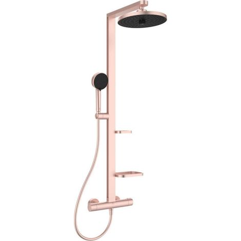 Ideal Standard – Set de douche thermostatique 26 cm avec 2 jets – Finition métal rosé – Technologie Cool Body – Flexible 1750 mm – BD583RO (1/5)