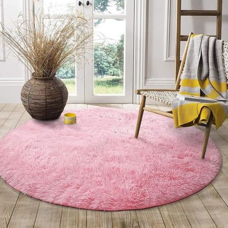 Tapis - - Moderne - 100 x 100 cm - Rose - Rond - Antidérapant et Doux (1/4)