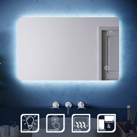 ELEGANT 800 x 500mm Smart Backlit LED Illuminated Bathroom Mirror with Light Sensor and Demister (1/5)