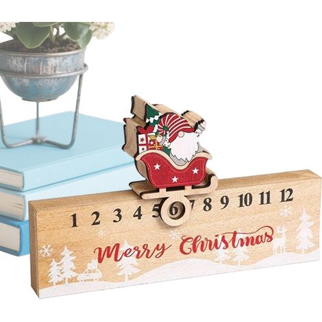Calendrier De L Avent De Noël Décoration De Lutin Coulissant  Design Double Face Avec 24 Chiffres En Bois Pour L'Avent De Noël Pour Célébration En Maison Dortoir Bureau Et Chambre (1/5)