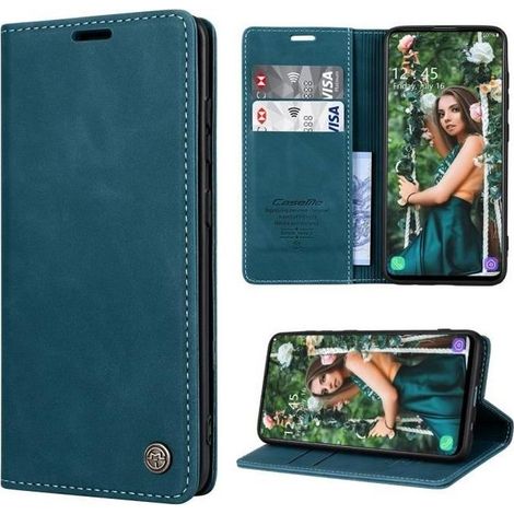 Young Rich Samsung Galaxy A51 Coque Housse Rétro Étui en cuir Protection à 360 degrés Fermeture magnétique Anti-chute Bleu-Ywey (1/4)