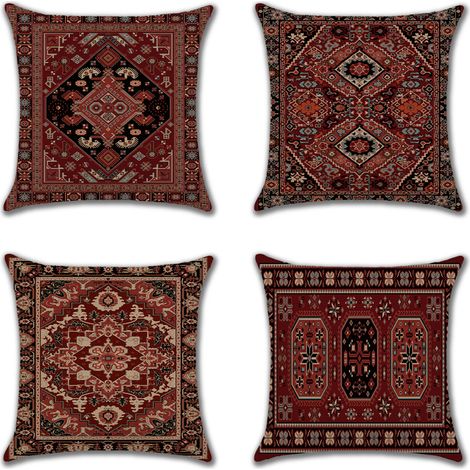 BRAVIX Housses de coussin décoratifs géométriques persans Home Decor Lot de 4 coussins décoratifs ikat oriental 45,7 x 45,7 cm
