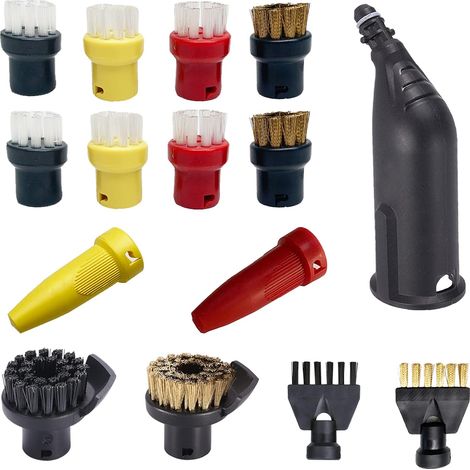 15 Pièces Accessoire de nettoyeur vapeur, Brosses rondes, Embouts, Outils de nettoyage, Pour Karcher SC1 SC2 SC3 SC4 SC5 (1/5)