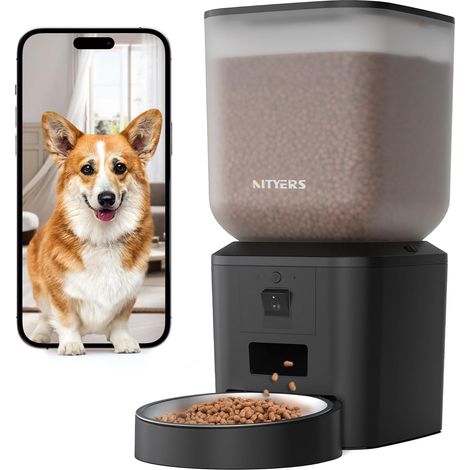 Distributeur Croquettes Chat Automatique avec Caméra et WiFi - 8L/34 Tasses, Vision Nocturne 1080p, WiFi 2.4 et 5G, Conversation bidirectionnelle, Enregistrement Vocal 10s (1/5)