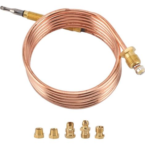 Thermocouple de remplacement pour fourneaux à gaz, chaudières, chauffe-eau, dispositif de protection contre l'extinction de la flamme, sonde de température 900 mm / 35,4 pouces (1/5)