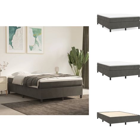 Bettgestell ohne Matratze Dunkelgrau 140x200 cm Samt - Samtbett - Doppelbett - Boxspringbetten - Betten Gestell - Nachttisch (1/5)